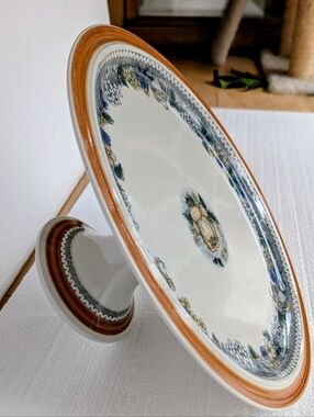 Vintage Goebel BURGUND Raised Pedestal Cake Plate Cake Stand  12.5" By 5.75"